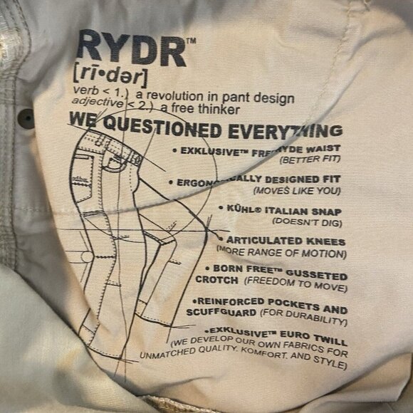 KUHL Rydr Mens 40 X 32 Distressed Utility Canvas Hiking Outdoor Workwear Jeans - Picture 16 of 16